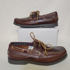 Timberland Mens Sz 9.5 Genine Leather Brown 2 Eye Boat Dock Shoes 70521